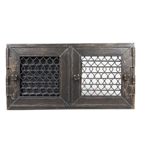 Grila aerisire RETRO dubla mobila negru 22x44