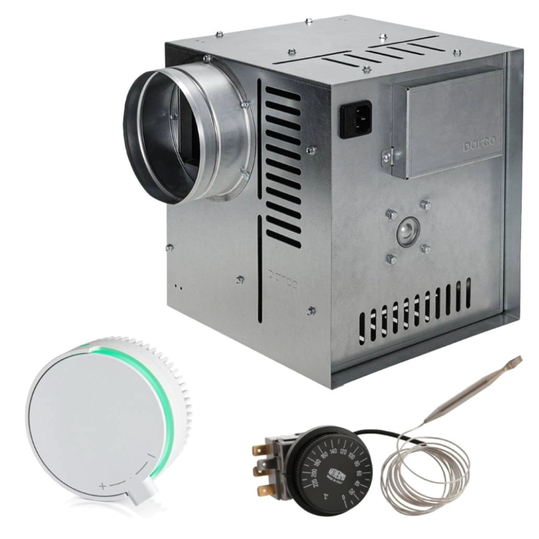 Set Ventilator Semineu Profesional 990mc - GEN II + Regulator electronic Alb Rotund + Termostat